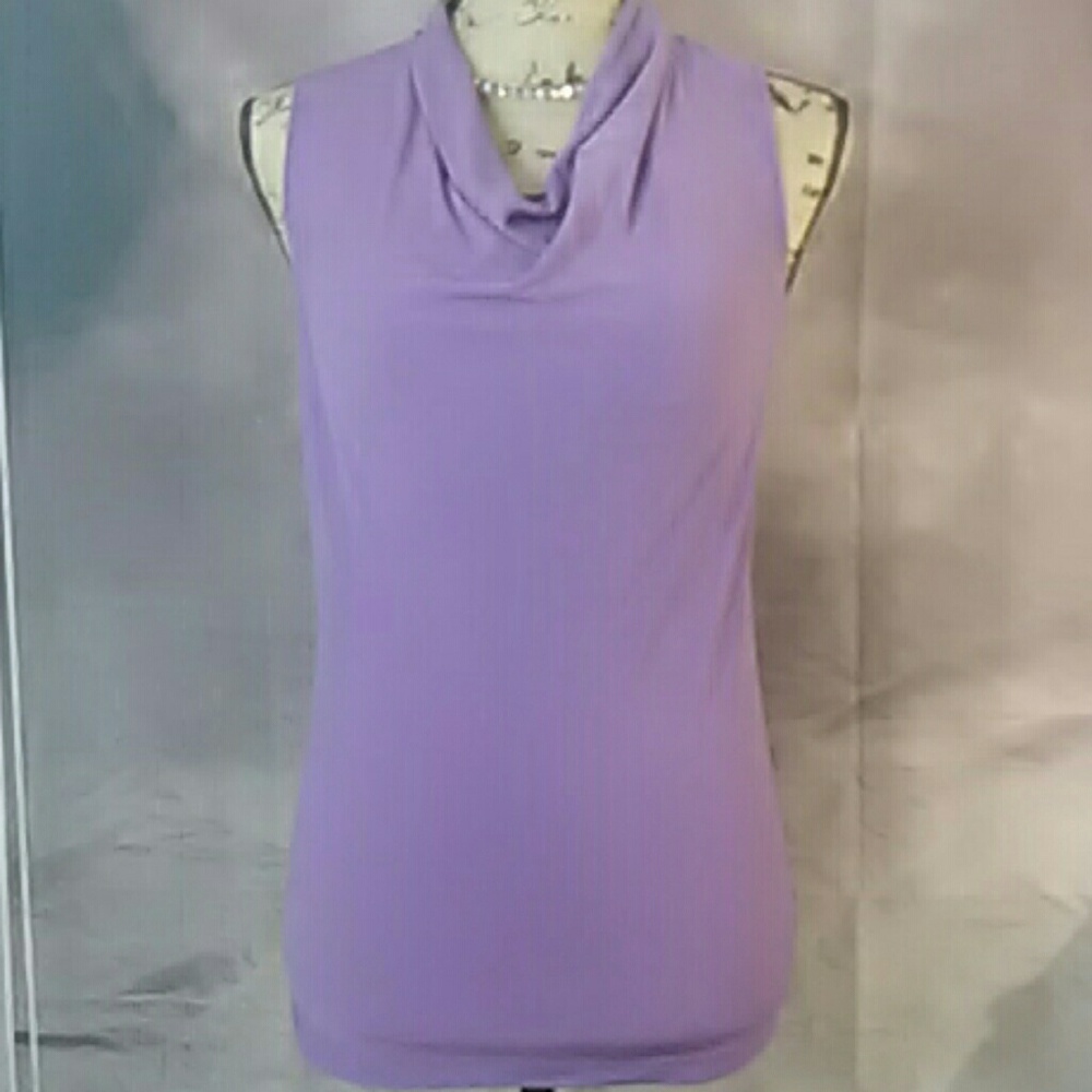 New York & Company Sleeveless Purple Cowl Neck Top